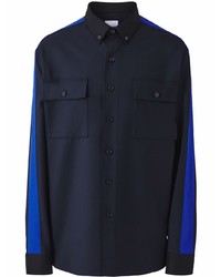 dunkelblaues Wolllangarmhemd von Burberry