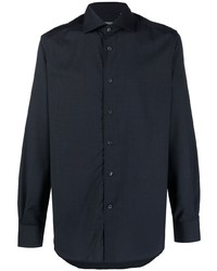 dunkelblaues Wolllangarmhemd von Corneliani