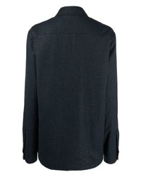 dunkelblaues Wolllangarmhemd von Mazzarelli