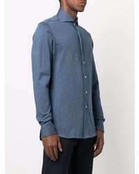dunkelblaues Wolllangarmhemd von Orian