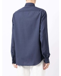 dunkelblaues Wolllangarmhemd von Emporio Armani