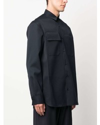 dunkelblaues Wolllangarmhemd von Jil Sander