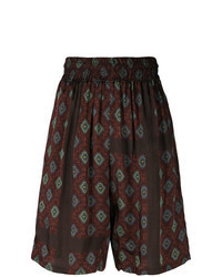 dunkelbraune bedruckte Bermuda-Shorts