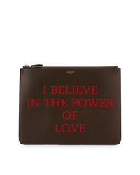dunkelbraune bedruckte Leder Clutch Handtasche von Givenchy