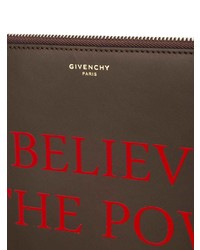 dunkelbraune bedruckte Leder Clutch Handtasche von Givenchy