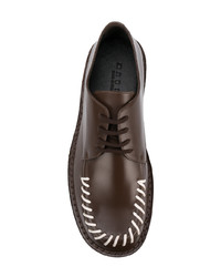 dunkelbraune bedruckte Leder Derby Schuhe von Marni