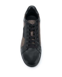 dunkelbraune bedruckte Leder niedrige Sneakers von MICHAEL Michael Kors