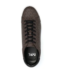 dunkelbraune bedruckte Leder niedrige Sneakers von MICHAEL Michael Kors