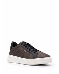 dunkelbraune bedruckte Leder niedrige Sneakers von Bally