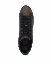 dunkelbraune bedruckte Leder niedrige Sneakers von Bally