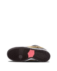 dunkelbraune bedruckte Leder niedrige Sneakers von Nike
