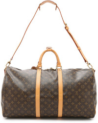 dunkelbraune bedruckte Leder Reisetasche von Louis Vuitton