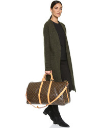 dunkelbraune bedruckte Leder Reisetasche von Louis Vuitton