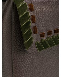 dunkelbraune bedruckte Satchel-Tasche aus Leder von Orciani