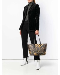 dunkelbraune bedruckte Shopper Tasche aus Leder von Versace Jeans
