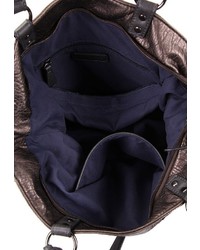 dunkelbraune bedruckte Shopper Tasche aus Leder von EMILY & NOAH