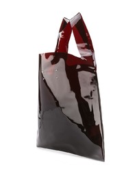 dunkelbraune bedruckte Shopper Tasche aus Leder von Maison Margiela