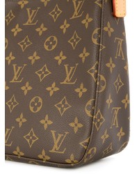 dunkelbraune bedruckte Shopper Tasche aus Leder von Louis Vuitton Vintage