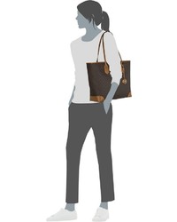 dunkelbraune bedruckte Shopper Tasche aus Leder von Michael Kors