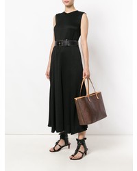 dunkelbraune bedruckte Shopper Tasche aus Leder von Etro