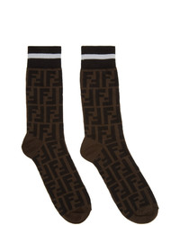 dunkelbraune bedruckte Socken