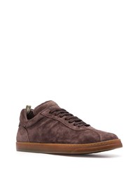 dunkelbraune bedruckte Wildleder niedrige Sneakers von Officine Creative