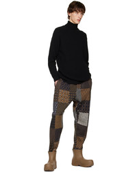 dunkelbraune bedruckte Wollchinohose von 4SDESIGNS