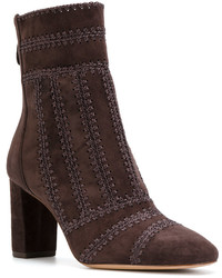 dunkelbraune bestickte Lederstiefel von Alexandre Birman