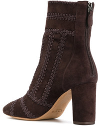 dunkelbraune bestickte Lederstiefel von Alexandre Birman