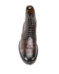 dunkelbraune Brogue Stiefel aus Leder von Officine Creative