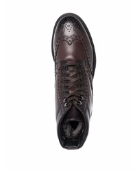 dunkelbraune Brogue Stiefel aus Leder von Santoni