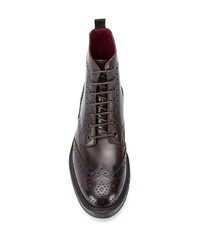 dunkelbraune Brogue Stiefel aus Leder von Corneliani