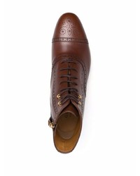 dunkelbraune Brogue Stiefel aus Leder von Gucci