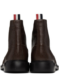 dunkelbraune Brogue Stiefel aus Leder von Thom Browne