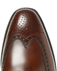 dunkelbraune Brogue Stiefel aus Leder