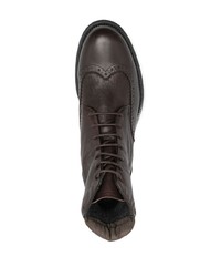 dunkelbraune Brogue Stiefel aus Leder von Pollini