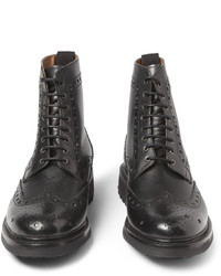 dunkelbraune Brogue Stiefel aus Leder von Grenson