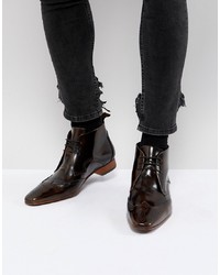dunkelbraune Brogue Stiefel aus Leder von Jeffery West