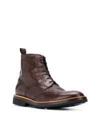 dunkelbraune Brogue Stiefel aus Leder von Dell'oglio