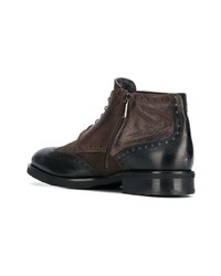 dunkelbraune Brogue Stiefel aus Leder von Baldinini