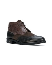 dunkelbraune Brogue Stiefel aus Leder von Baldinini