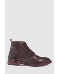 dunkelbraune Brogue Stiefel aus Leder von next