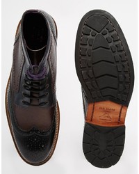 dunkelbraune Brogue Stiefel aus Leder von Ted Baker