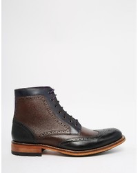 dunkelbraune Brogue Stiefel aus Leder von Ted Baker