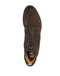 dunkelbraune Brogue Stiefel aus Wildleder von Officine Creative