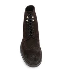 dunkelbraune Brogue Stiefel aus Wildleder von Doucal's