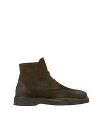 dunkelbraune Brogue Stiefel aus Wildleder von Marc O'Polo