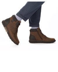 dunkelbraune Brogue Stiefel aus Wildleder von Rieker