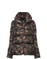 dunkelbraune Camouflage Daunenjacke