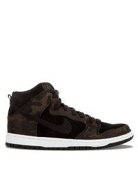 dunkelbraune Camouflage hohe Sneakers aus Segeltuch von Nike